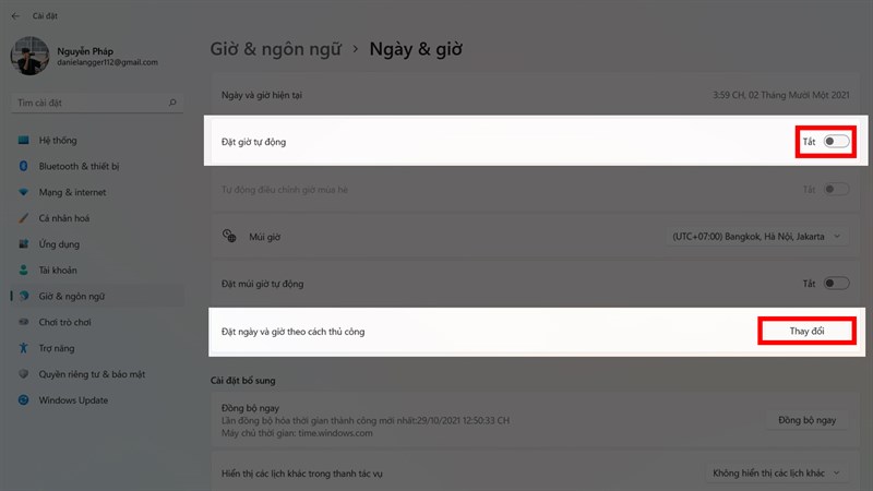 Cách điều chỉnh ngày giờ trên windows 11