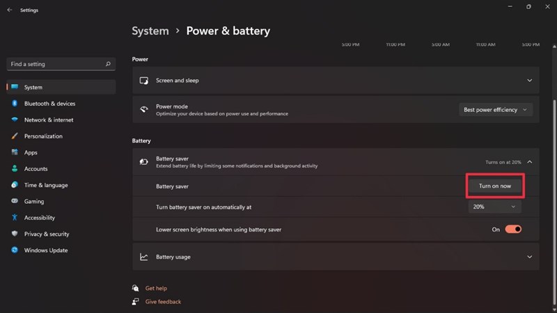 cách bật chế độ tiết kiệm pin bằng windows 11