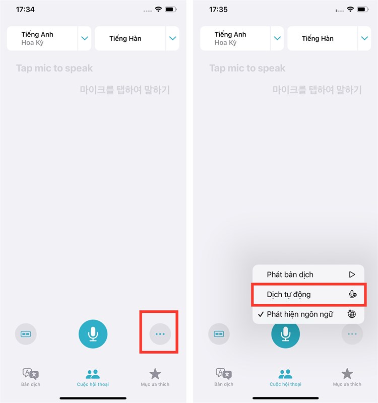 Cách dịch trực tiếp đoạn hội thoại trên iphone