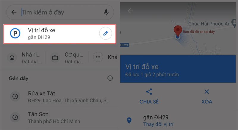 Cách lưu vị trí đỗ xe trên google maps