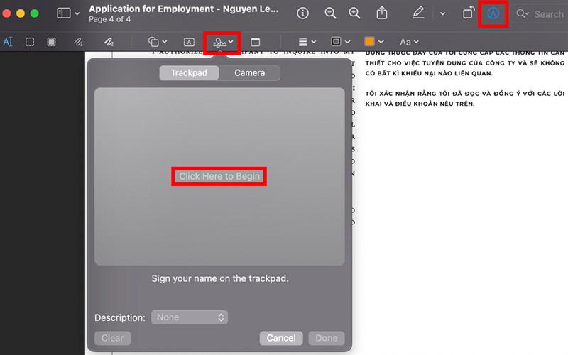 Cách chèn chữ ký vào file pdf trên macbook