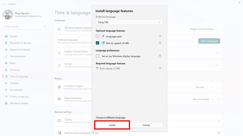 Cách cài đặt tiếng việt cho windows 11