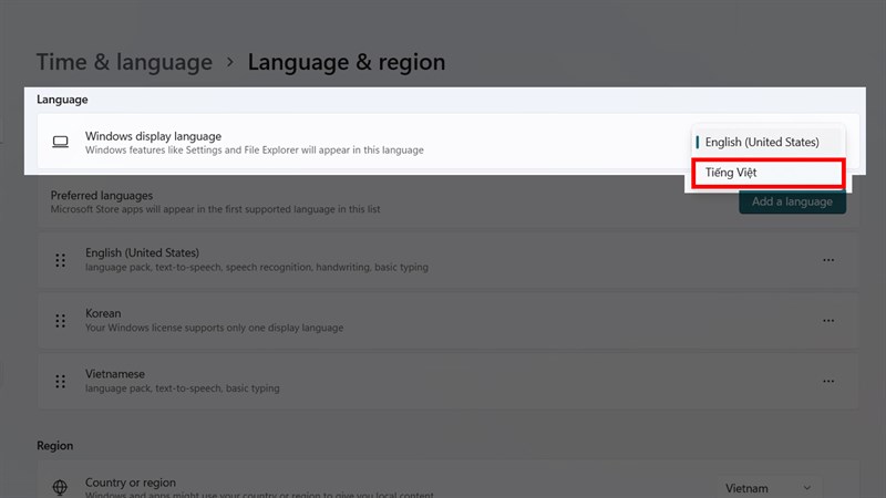 Cách cài đặt tiếng việt cho windows 11
