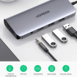 Hub Ugreen Type-C chuyển đổi đa năng 10 in 1 80133 (HDMI + VGA + LAN 1Gbps + 3 x USB 3.0 + SD/TF + Audio)