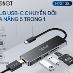 Hub Robot Type C chuyển đổi đa năng 5 in 1 HT240S Đen (USB, HDMI, PD,SD,TF)