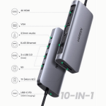 Hub Ugreen Type-C chuyển đổi đa năng 10 in 1 80133 (HDMI + VGA + LAN 1Gbps + 3 x USB 3.0 + SD/TF + Audio)