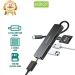 Hub Robot Type C chuyển đổi đa năng 5 in 1 HT240S Đen (USB, HDMI, PD,SD,TF)